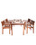 5-Piece Brown Natural Wood Finish Table Outdoor Furniture Patio Dining Set with Stacking Chairs 59"
