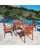 5-Piece Brown Natural Wood Finish Table Outdoor Furniture Patio Dining Set with Stacking Chairs 35"