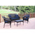 Set of 4 Chocolate Brown and Midnight Blue Outdoor Patio Wicker Conversation Set 52"