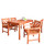 5-Piece Brown Natural Wood Finish Table Outdoor Furniture Patio Dining Set with Floral Chairs 59"
