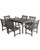 7-Piece Gray Hand Scraped Wood Finish Table Outdoor Furniture Patio Dining Set with Mosaic Back Chairs 59"