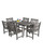7-Piece Gray Hand Scraped Wood Finish Curvy Leg Table Outdoor Furniture Patio Dining Set with Mosaic Chairs 59"