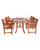 5-Piece Brown Natural Wood Finish Curvy Leg Table Outdoor Furniture Patio Dining Set with Mosaic Chairs 59"