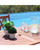 5-Piece Brown Natural Wood Finish Curvy Leg Table Outdoor Furniture Patio Dining Set with Mosaic Chairs 59"