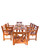 7-Piece Brown Curvy Leg Table Outdoor Furniture Patio Dining Set with X Back Chairs 59"