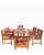 7-Piece Brown Natural Wood Finish Curvy Leg Table Outdoor Furniture Patio Dining Set with Floral Back Chairs 59"