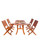 5-Piece Brown Natural Wood Finish Curvy Leg Table Outdoor Furniture Patio Dining Set with Folding Chairs 59"