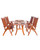 5-Piece Brown Natural Wood Finish Curvy Leg Table Outdoor Furniture Patio Dining Set with Reclining Chairs 59"