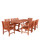 9-Piece Brown Natural Wood Finish Extendable Table Outdoor Furniture Patio Dining Set with Plaid Chairs 91"