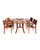 5-Piece Brown Natural Wood Finish Curvy Leg Table Outdoor Furniture Patio Dining Set with Stacking Chairs 59"