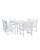 7-Piece White Painted Finish Table Outdoor Furniture Patio Dining Set with Diamond Back Chairs 59"