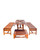 5-Piece Brown Natural Wood Finish Curvy Leg Table Outdoor Furniture Patio Dining Set 59"