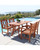 5-Piece Brown Natural Wood Finish Curvy Leg Table Outdoor Furniture Patio Dining Set with Double X Back Chairs 59"