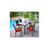 Set of 7 Espresso Brown Resin Wicker Outdoor Dining Table and Chairs With Red Cushion 65.94"