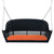 51.5" Hand Woven Black Resin Wicker Outdoor Porch Swing with Orange Cushion