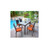 Set of 7 Espresso Brown Resin Wicker Outdoor Dining Table and Chairs With Orange Cushion 65.94"