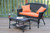 2-Piece Oswald Black Resin Wicker Patio Loveseat and Coffee Table Set - Orange Cushion