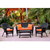 4-Piece Black Wicker Patio Chair, Loveseat & Table Furniture Set - Orange Cushions 51"