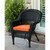 36" Black Resin Wicker Outdoor Patio Garden Chair with Orange Cushion