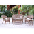 5-Piece Honey Wicker Patio Chair, Loveseat & Table Furniture Set - Brown Cushions 51"