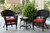 3-Piece Black Resin Wicker Patio Chairs and End Table Furniture Set - Red Cushions