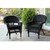 Set of 4 Black Resin Wicker Outdoor Patio Garden Chairs with Black Cushions 36"