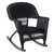 2-Piece Tiana Black Resin Wicker Patio Rocker Chairs Set with Black Cushions 36"