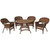 5-Piece Honey Resin Wicker Chair & Table Patio Dining Furniture Set - Brown Cushions 44.5"