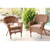 Set of 4 Honey Brown Resin Wicker Patio Chairs with Brown Cushion 36"