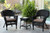 3-Piece Black Resin Wicker Patio Chairs and End Table Furniture Set - Brown Cushions