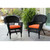 Set of 2 Black Resin Wicker Outdoor Patio Garden Chairs with Orange Cushions 36"