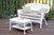 2-Piece Aurora White Resin Wicker Patio Loveseat and Coffee Table Furniture Set - Tan Cushion, 51"