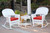3-Piece Ariel White Resin Wicker Patio Rocker Chairs and Table Furniture Set - Red Cushions, 36"