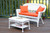 2-Piece Aurora White Resin Wicker Patio Loveseat and Coffee Table Furniture Set - Orange Cushion, 51"