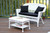 2-Piece Aurora White Resin Wicker Patio Loveseat and Coffee Table Furniture Set - Black Cushion, 51"