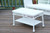 Set of 4 White Wicker Patio Chair, Loveseat & Table Furniture Set - Red and Orange Cushions
