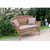 51" Honey Resin Wicker Outdoor Patio Garden Love Seat with Brown Cushion & Pillows