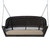 51.5" Hand Woven Espresso Brown Resin Wicker Outdoor Porch Swing with Beige Cushion