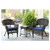 Set of 3 Espresso Brown Resin Wicker Patio Chairs and End Table Furniture with Blue Cushion 36"