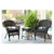 Set of 3 Espresso Brown Resin Wicker Patio Chairs and End Table Furniture with Black Cushion 36"