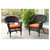 Set of 4 Espresso Brown Resin Wicker Outdoor Patio Garden Chairs with Orange Cushion 36"