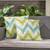 Set of 2 Teal and Green Chevron Square Outdoor Throw Pillows 18"
