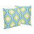 Set of 2 Green and Blue Contemporary Ikat Outdoor Square Throw Pillows 18"