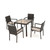 5-Piece Brown Wicker Finish Glass Outdoor Furniture Patio Dining Set - Beige Cushions