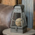 15.25" Weathered Gray Vintage Style Lantern Metal Candle Holder