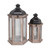Set of 2 Distressed Hexagonal Lantern with Metal Top 25"