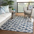 5.25' x 7.5' Navy Blue and Cream White Trellis Caelum Rectangular Outdoor Area Throw Rug
