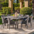 9-Piece Gray Finish Square Wicker Outdoor Furniture Patio Dining Set - Pale Gray Cushions