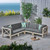 5-Piece Gray Contemporary Outdoor Furniture Patio 5-Seater Sectional Sofa Set - Gray Cushions