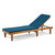 Set of 2 Teak and Blue Outdoor Wood Chaise Lounge and Cushion 78.75"